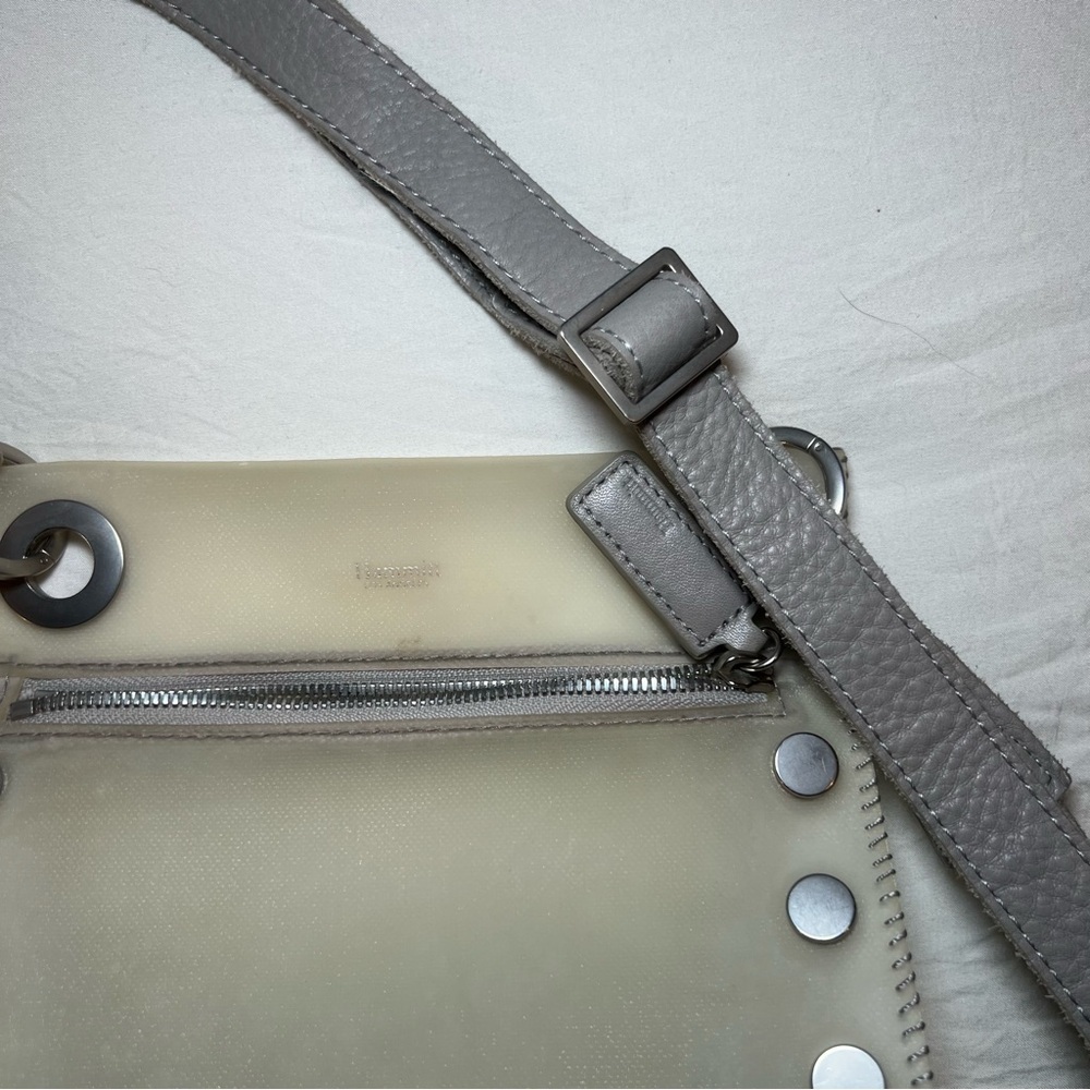 Hanmitt Tony Small Semi Clear PVC Crossbody, Paved Gray Leather Strap - Picture 7 of 7